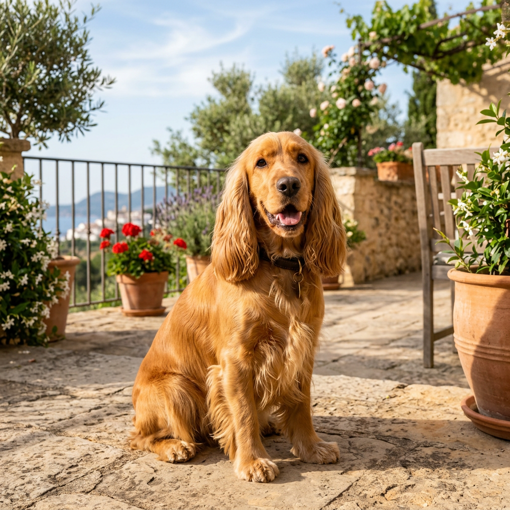 Dopo: lo stesso Cocker Spaniel sereno con il manto lucido