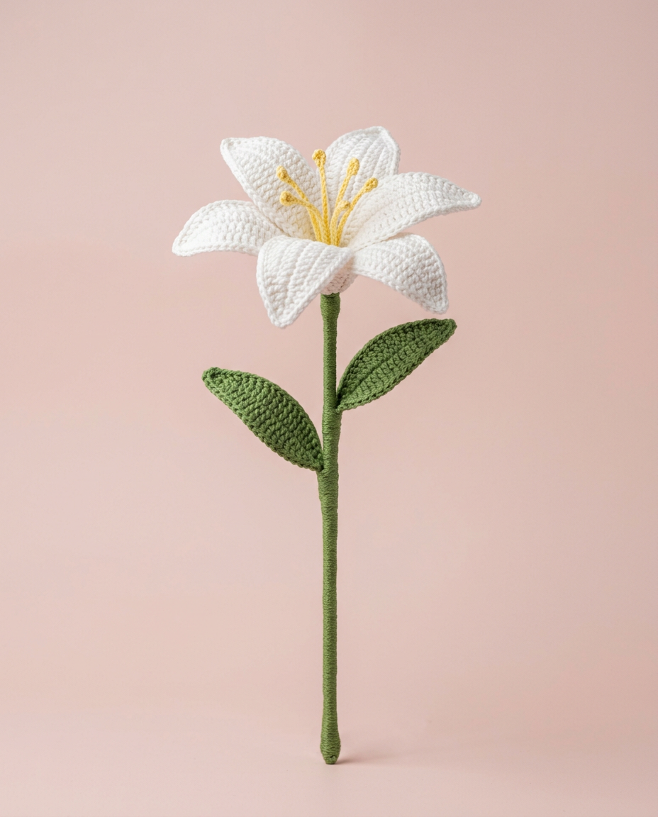 Single crochet white lily stem