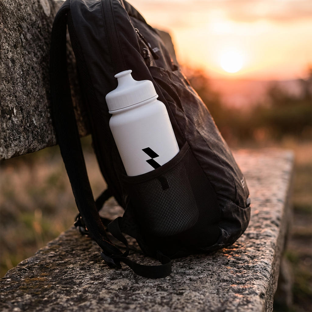 ONYU bottle in a running backpack
