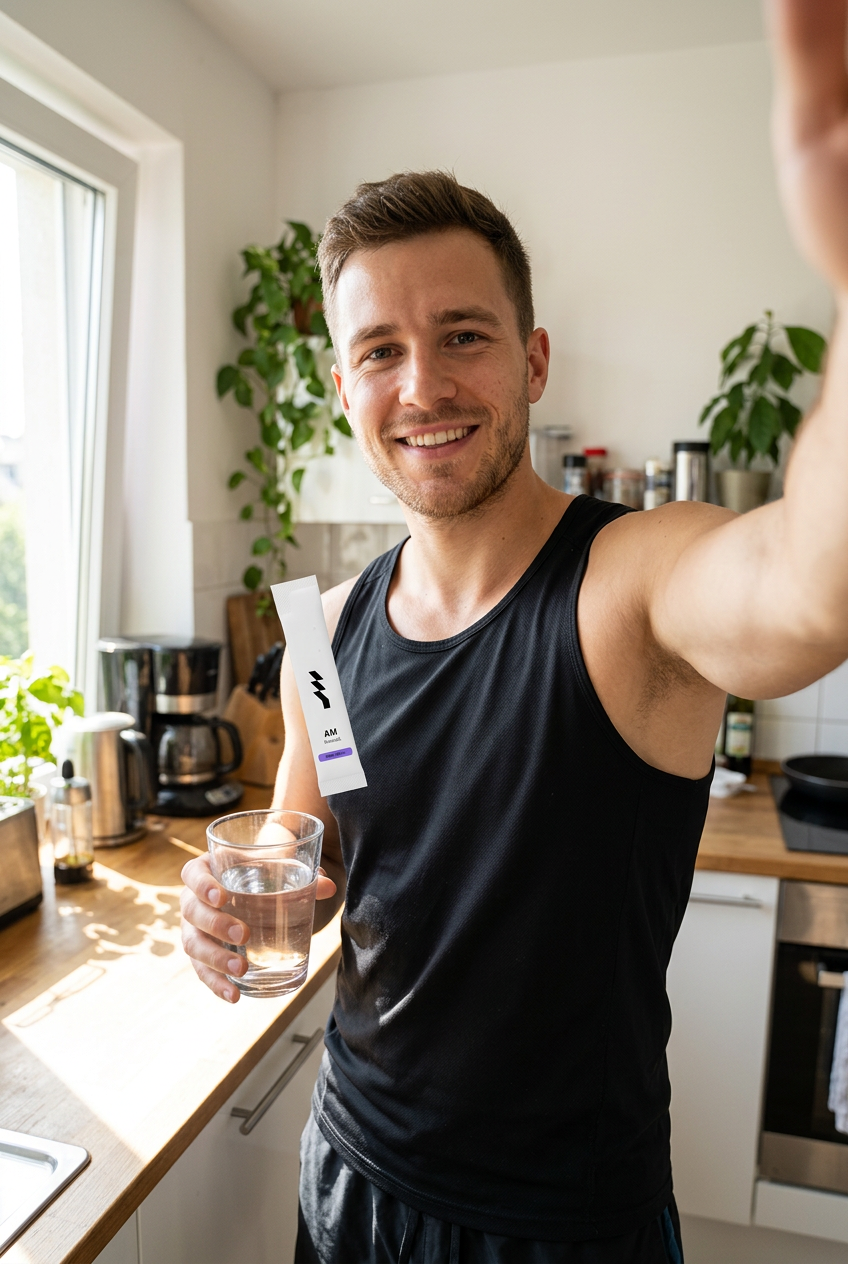Athlete sharing a video review about fuelling morning training