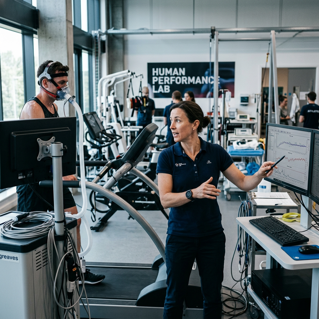 Sports scientist in a human performance lab