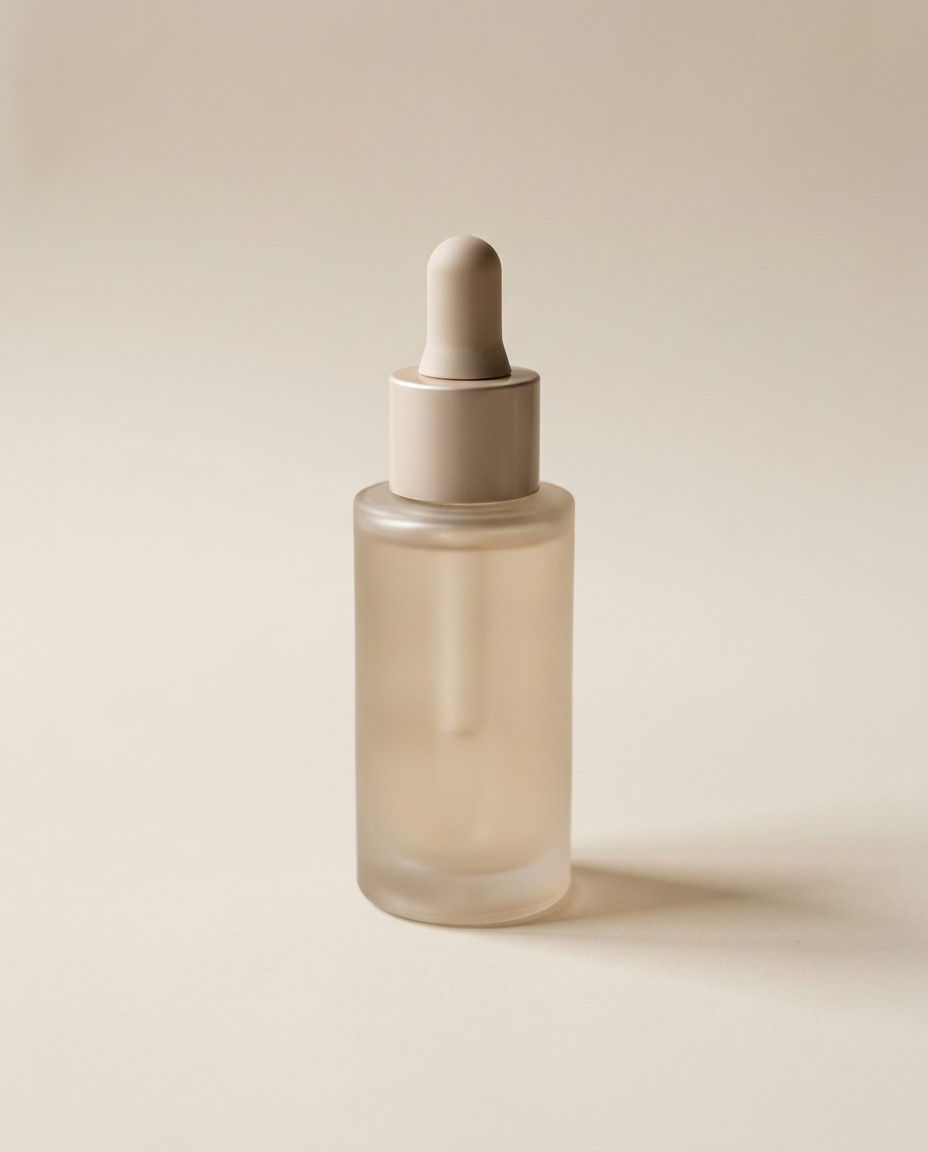 Avryne glow drop serum in a frosted glass dropper bottle