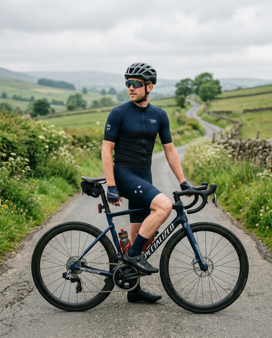 Road cyclist on a countryside road