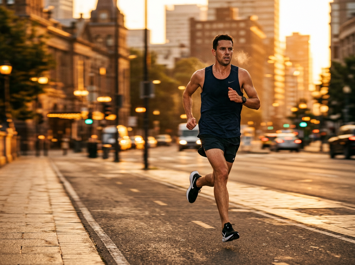 Runner on an early morning city run