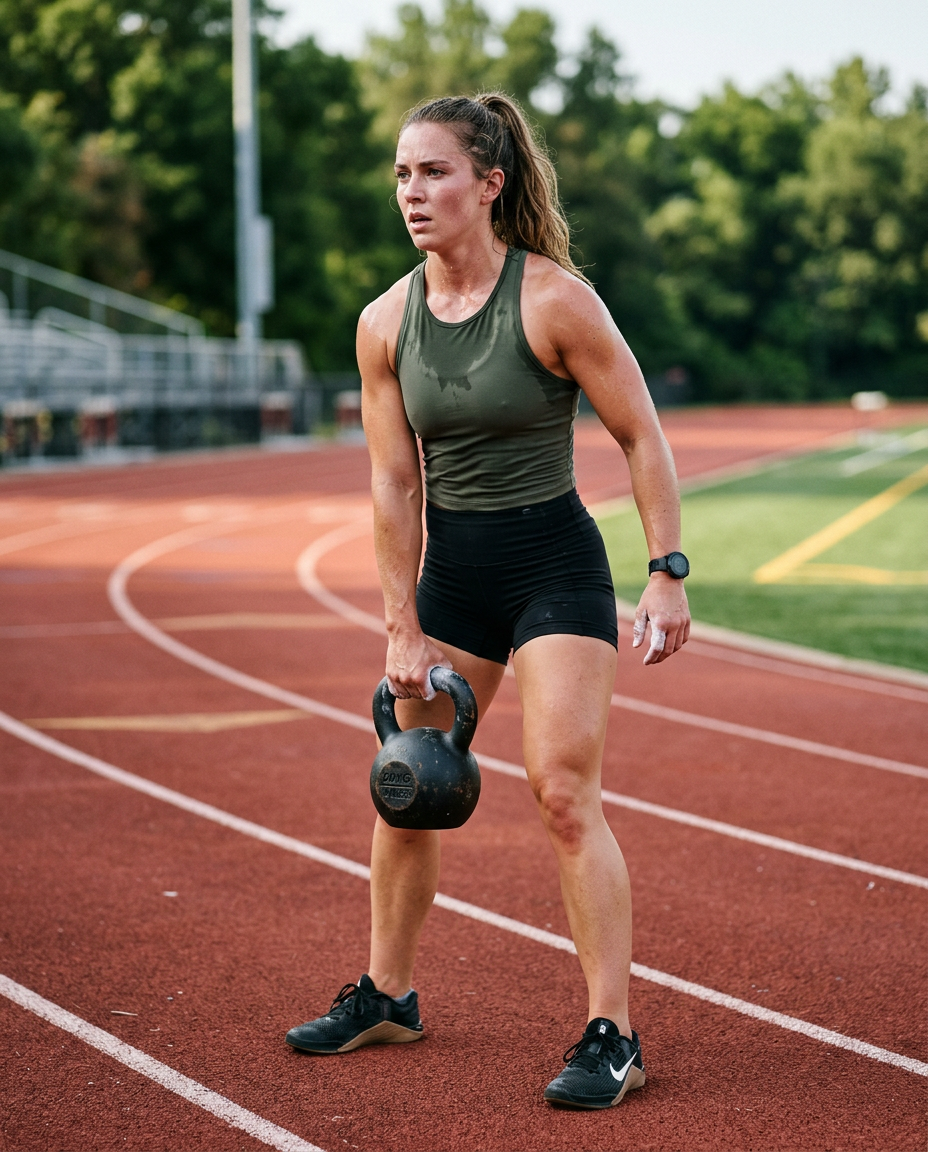 Hybrid athlete training with a kettlebell