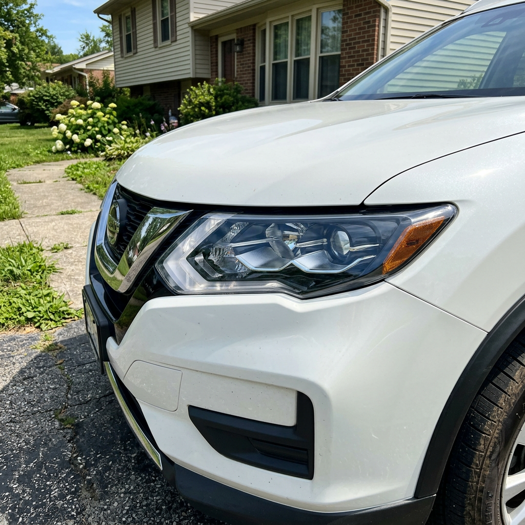 Customer photo: restored clear headlight on a white SUV