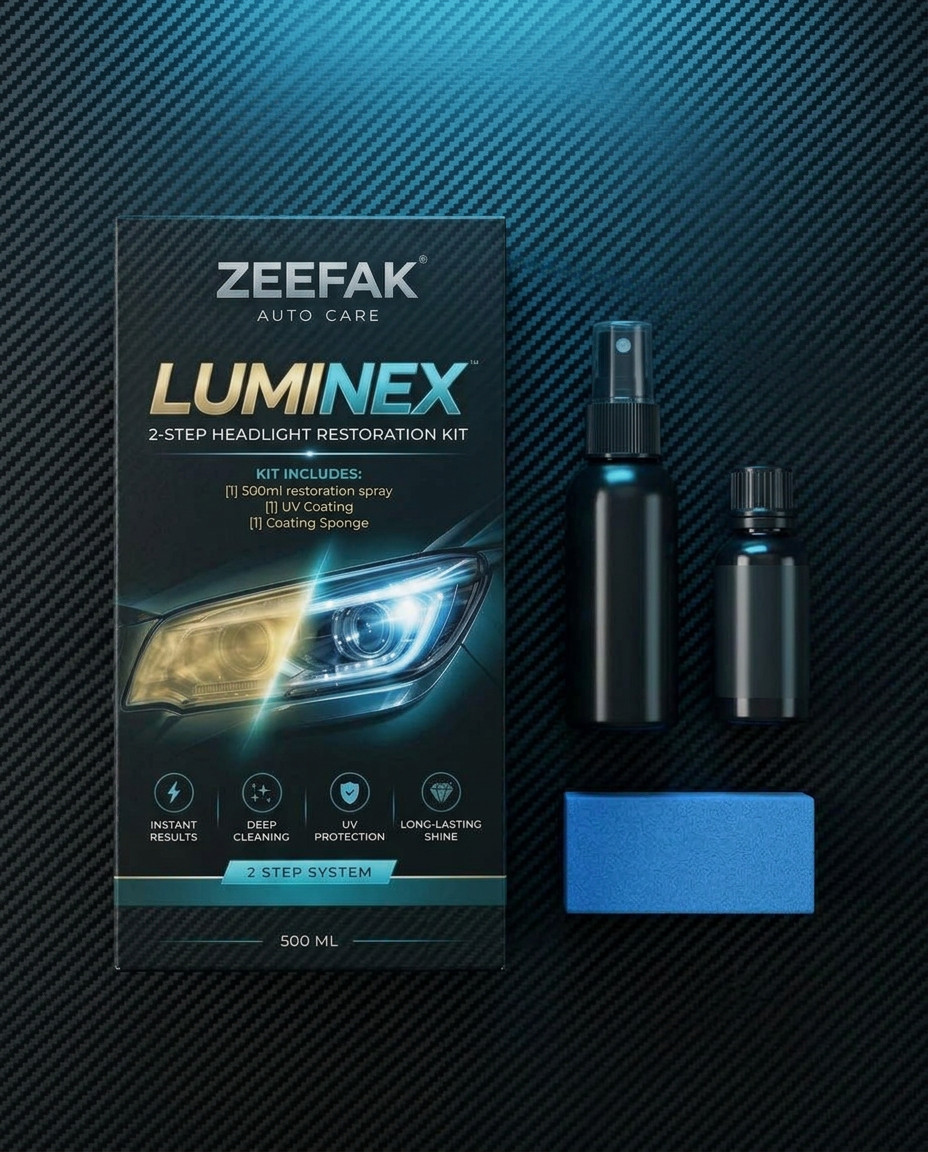 Luminex kit contents: restoration spray, UV coating and applicator sponge