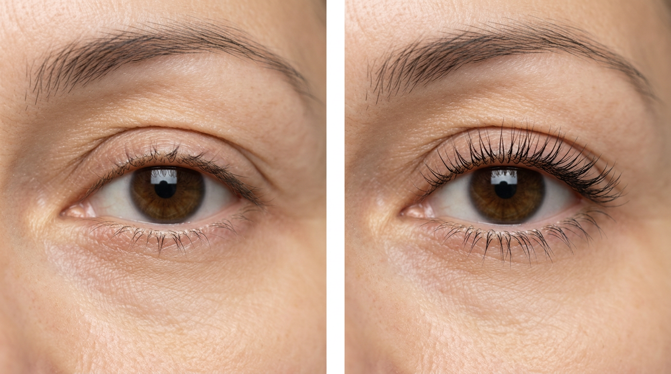Sparse lashes before using LashCare+ Serum
