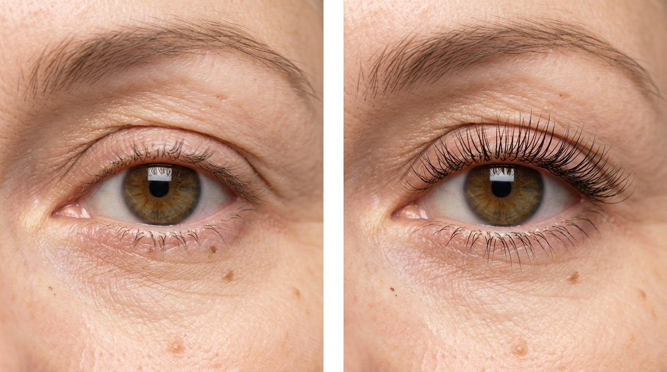 Sparse lashes before using LashCare+ Serum