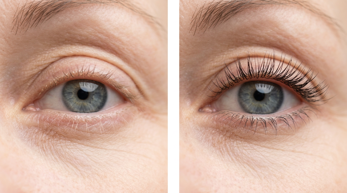 Sparse lashes before using LashCare+ Serum
