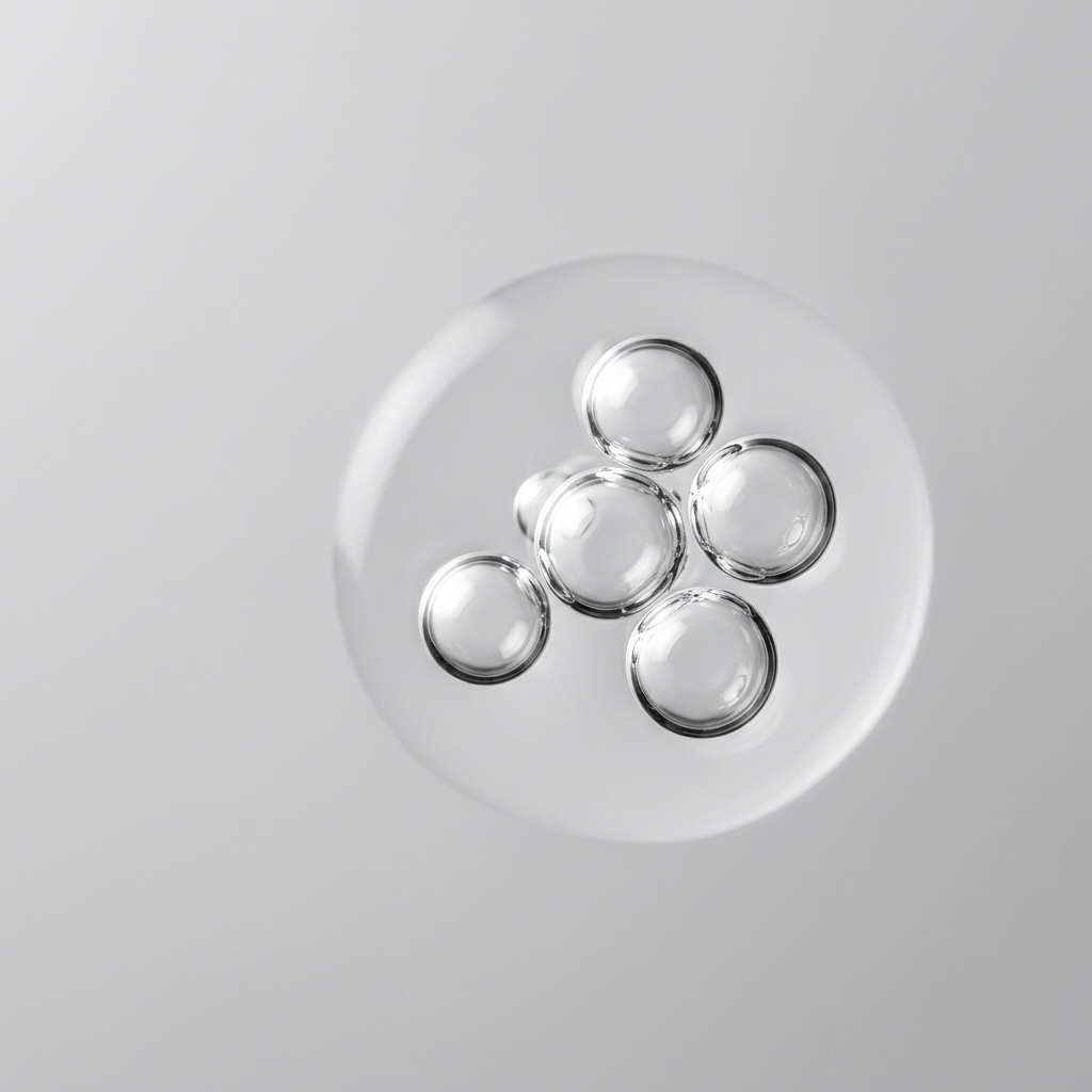 Clear peptide spheres suspended in gel
