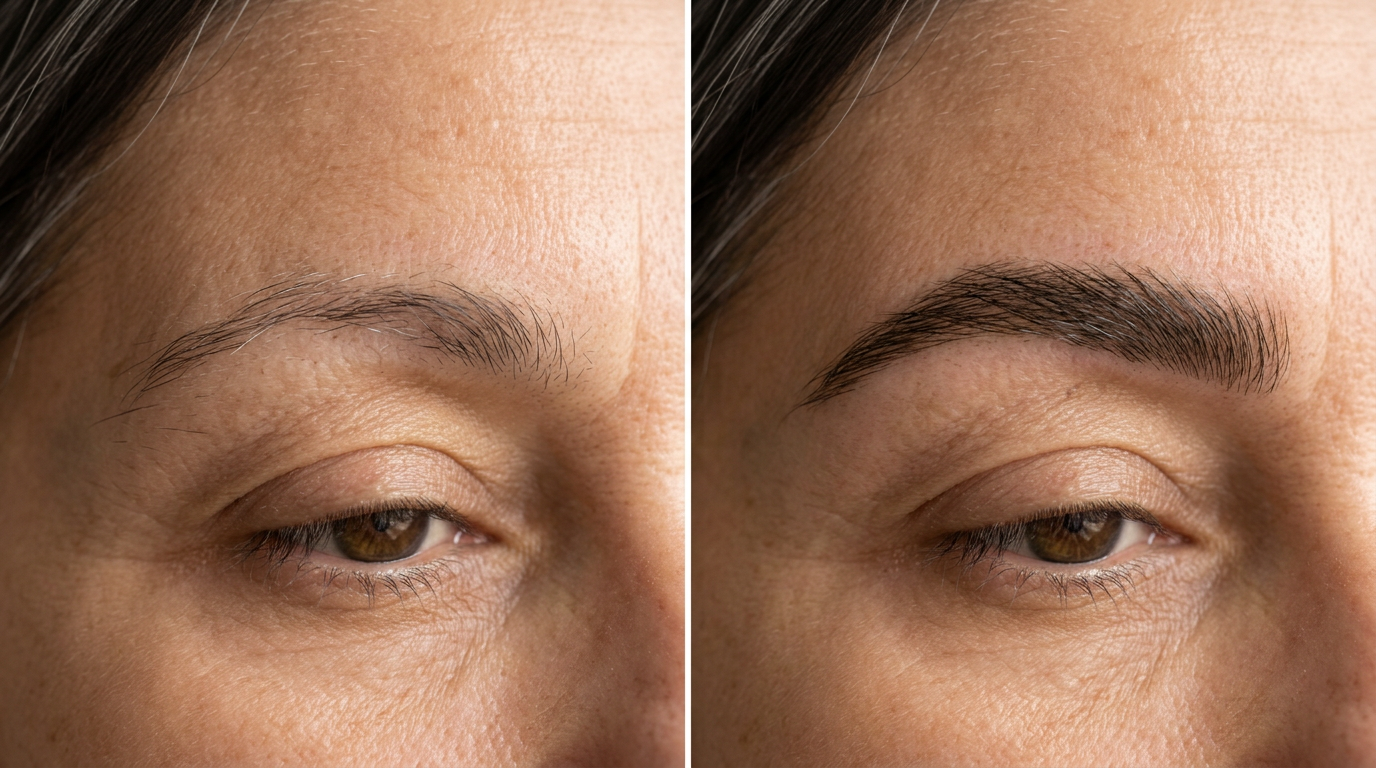 Sparse, thinning brows before using BrowCare+ Serum