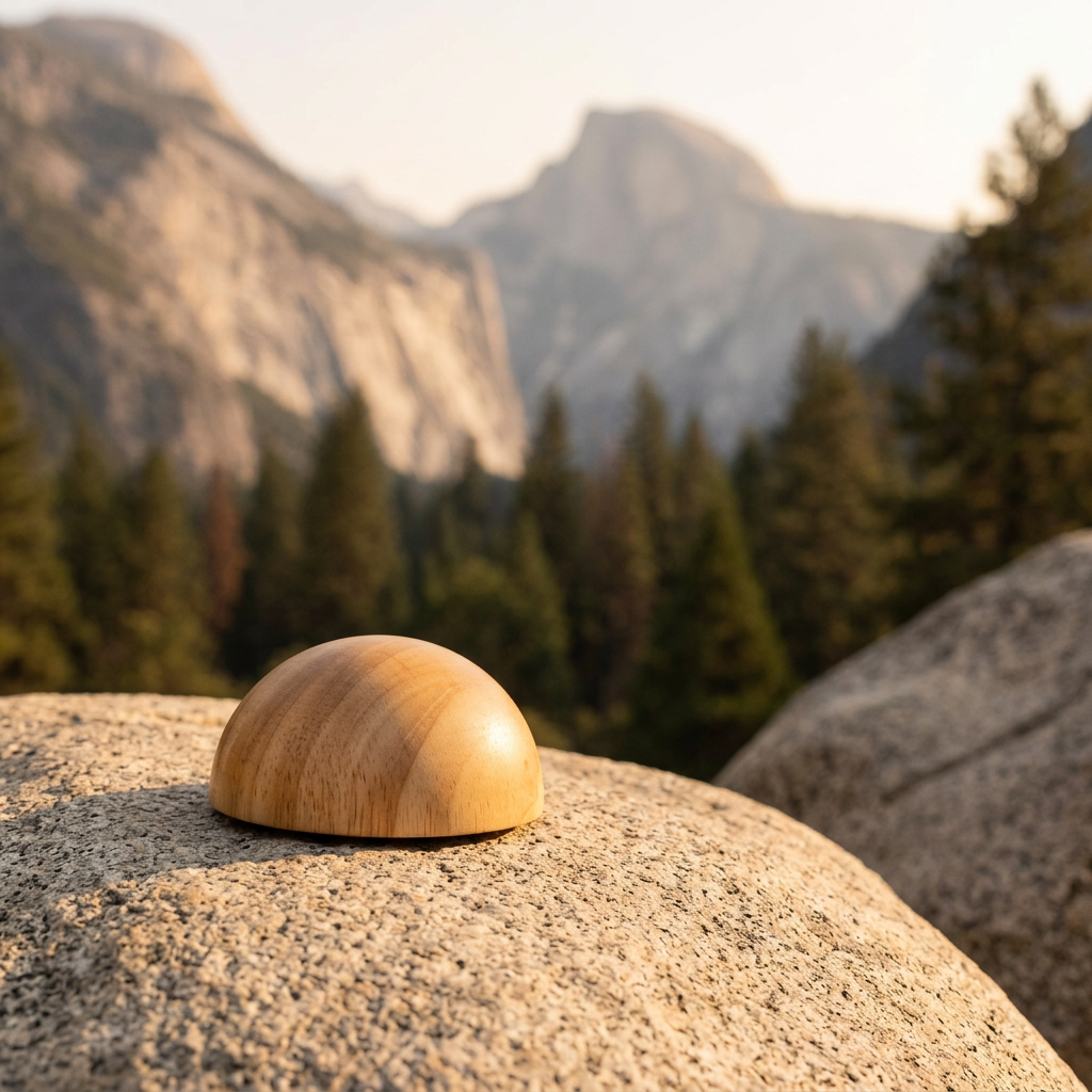 Birch Half Dome resting on a sunlit granite boulder in the mountains