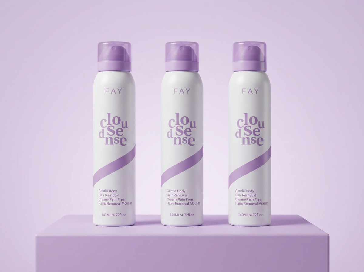 Three bottles of FAY spray-on hair removal mousse