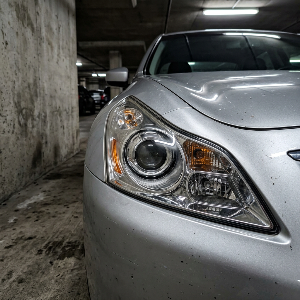 Customer photo: clear restored headlight on a silver sedan
