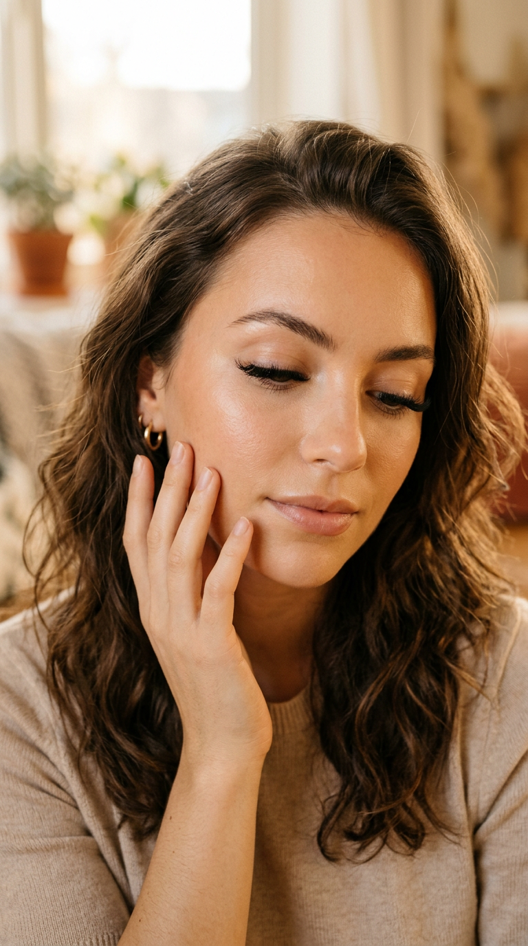 Close-up of long fluffy magnetic lashes in golden light