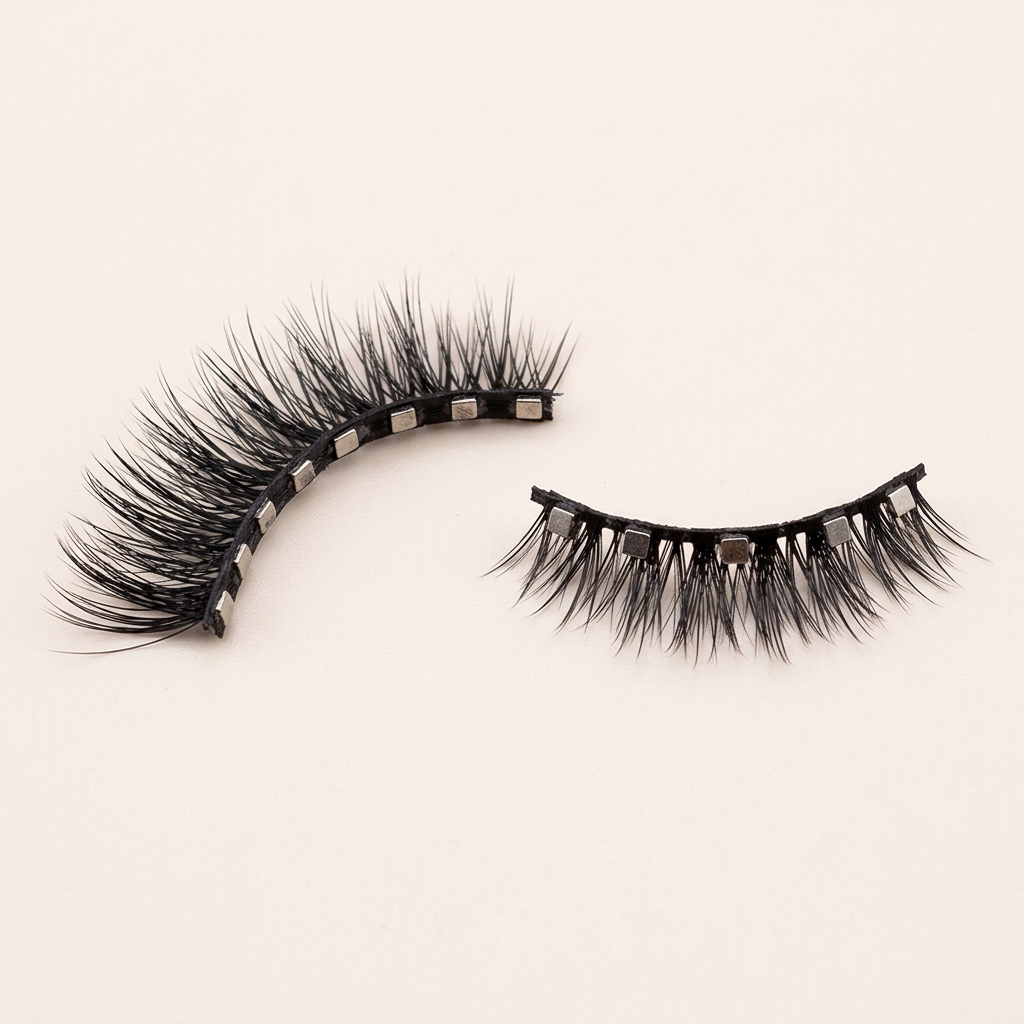 Upper and lower lash strips showing the magnets along the band