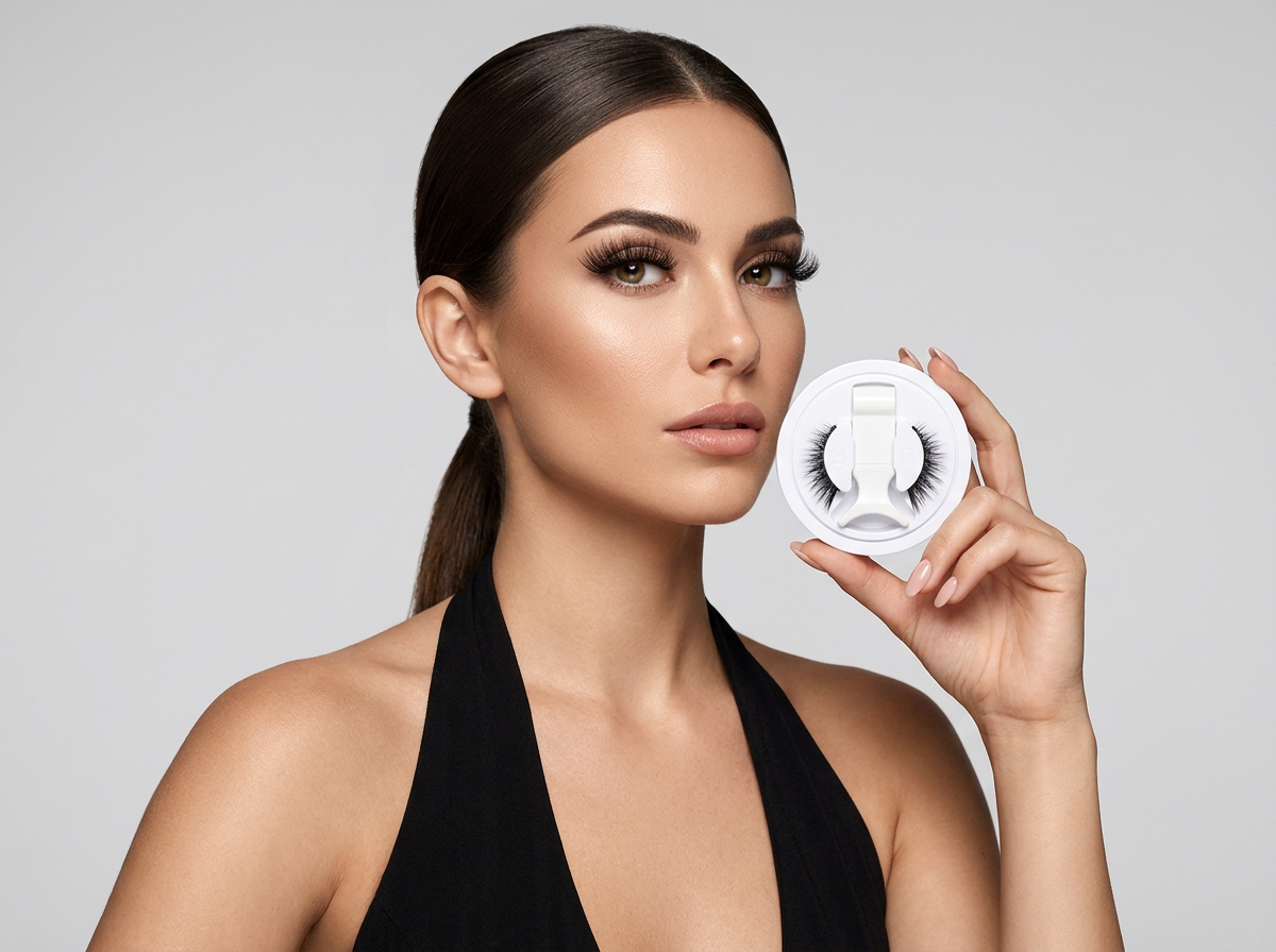 Model holding the Avryne lash case