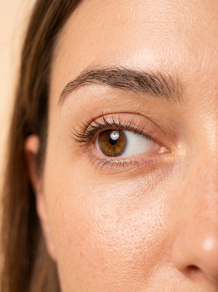 Eye with bare natural lashes