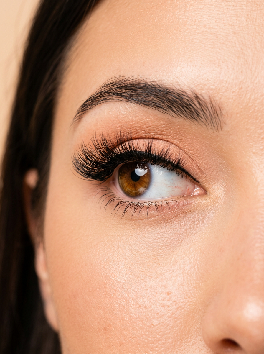 Same eye wearing fluffy magnetic lashes
