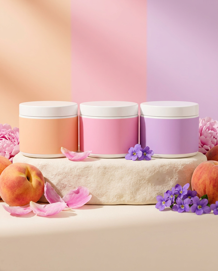 Peach Amore, Blush and Velvet jars together