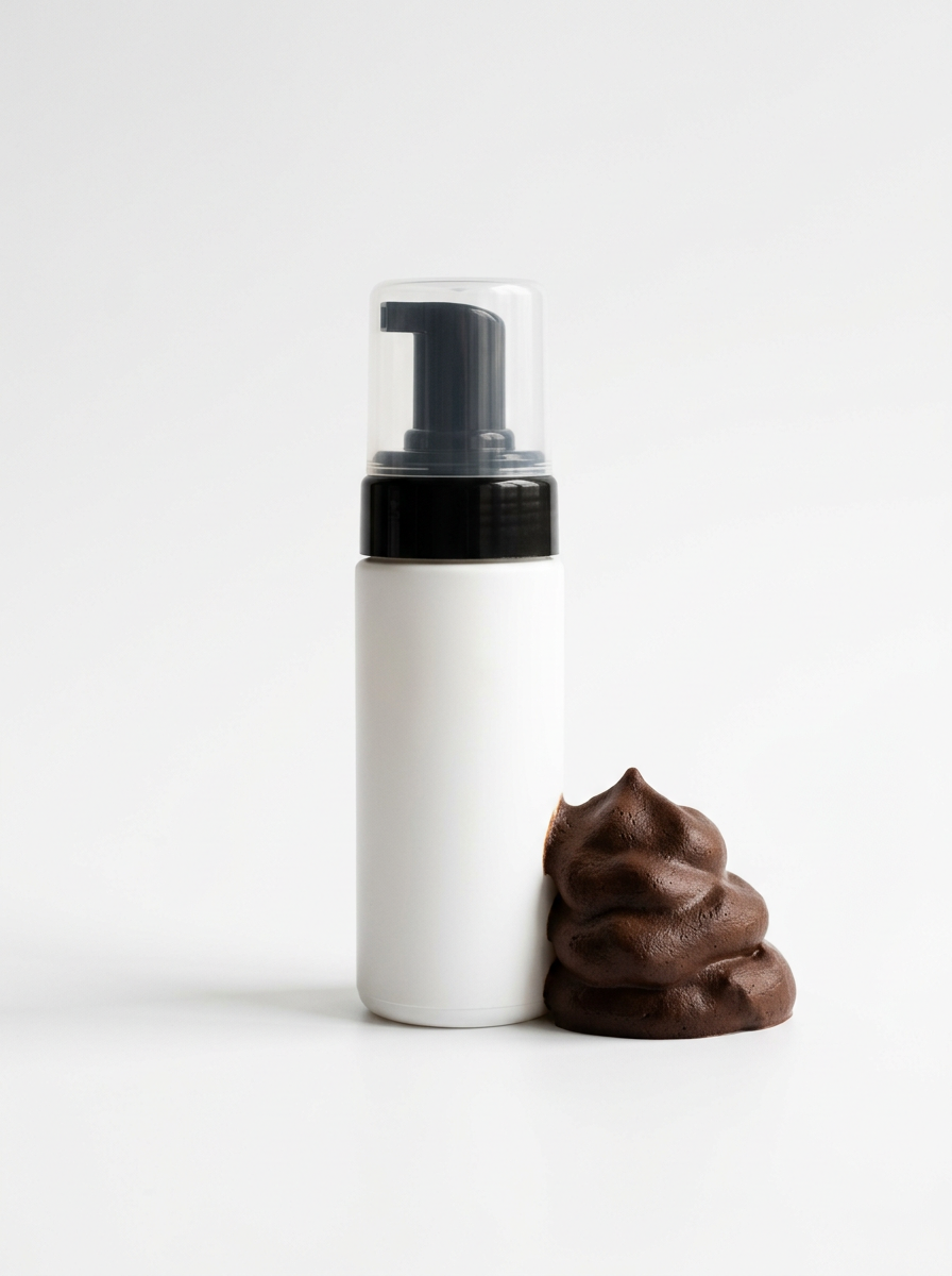 Dark brown lace tint mousse, blurred until launch