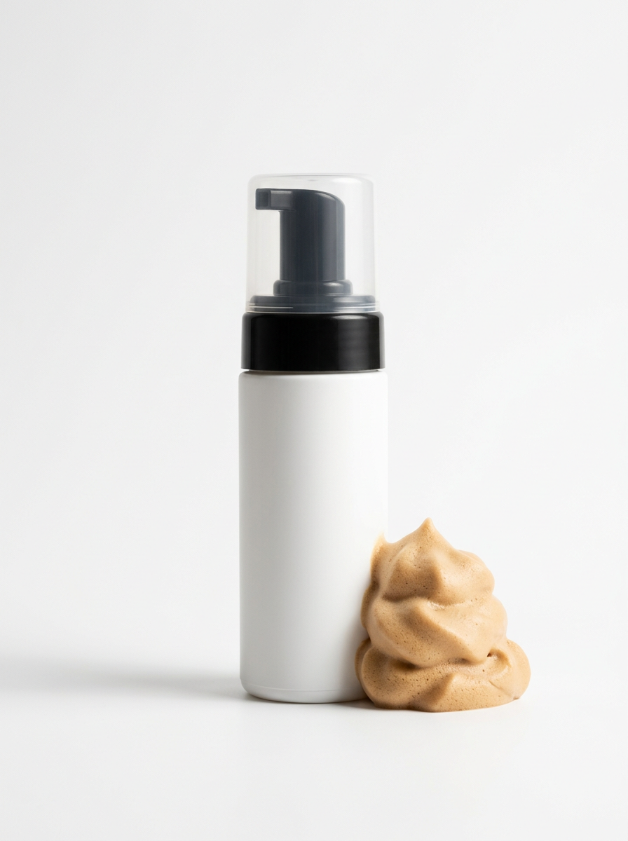 Light brown lace tint mousse, blurred until launch
