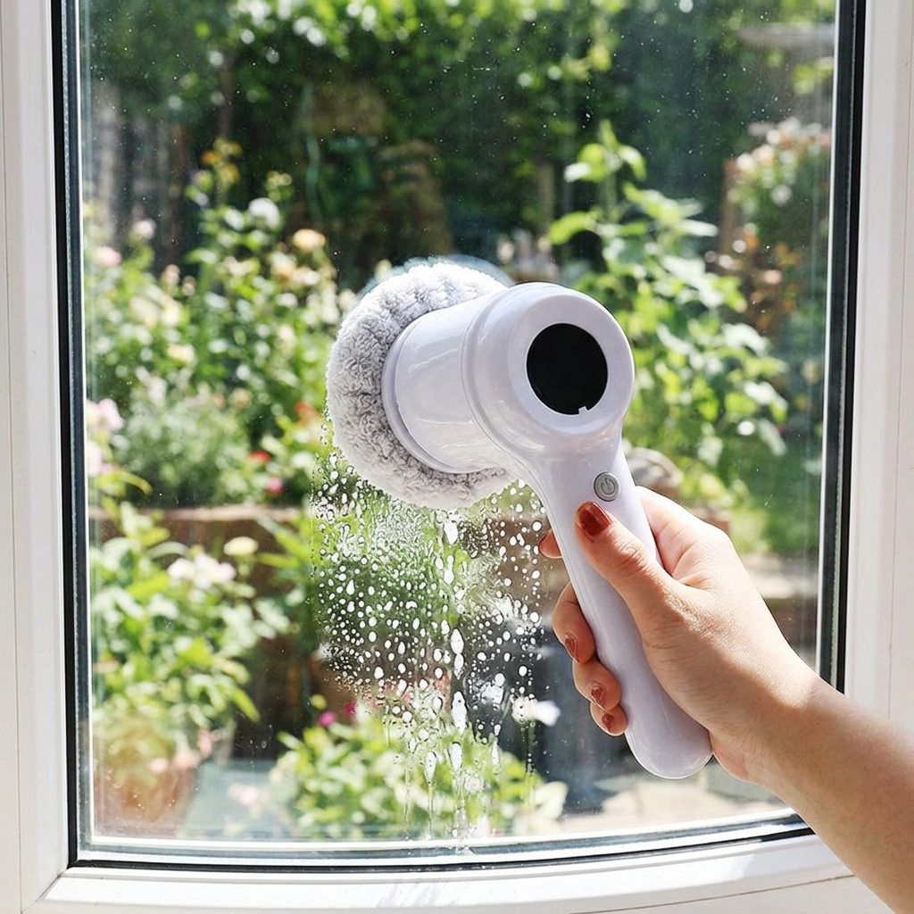 Customer photo of the TurboScrub cleaning a window