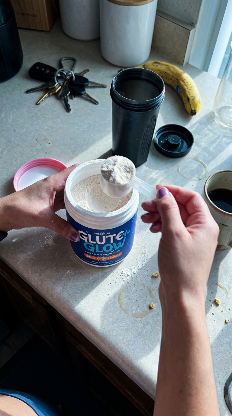 Scooping Glutey Glow horchata powder