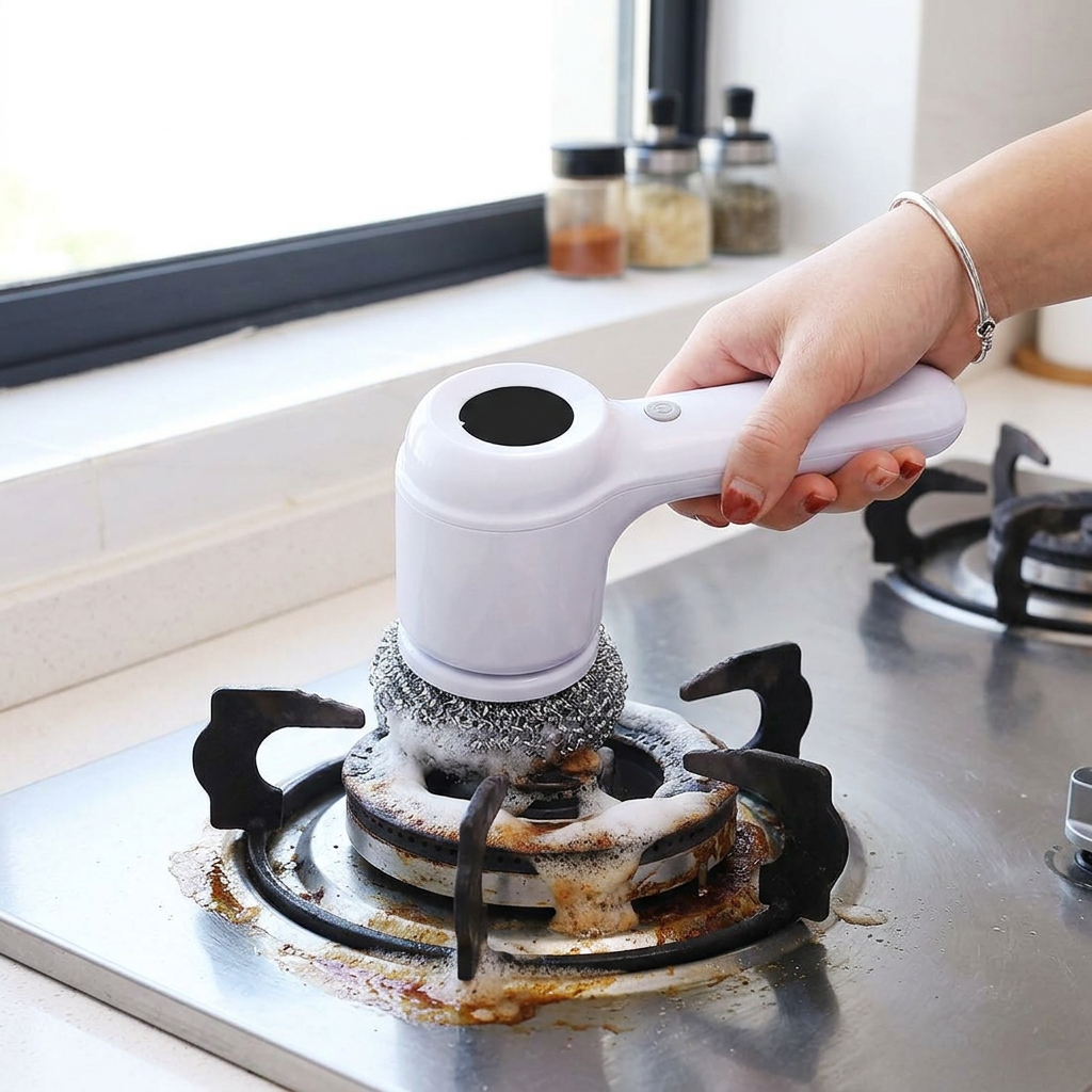 Customer photo of the TurboScrub cleaning a stovetop