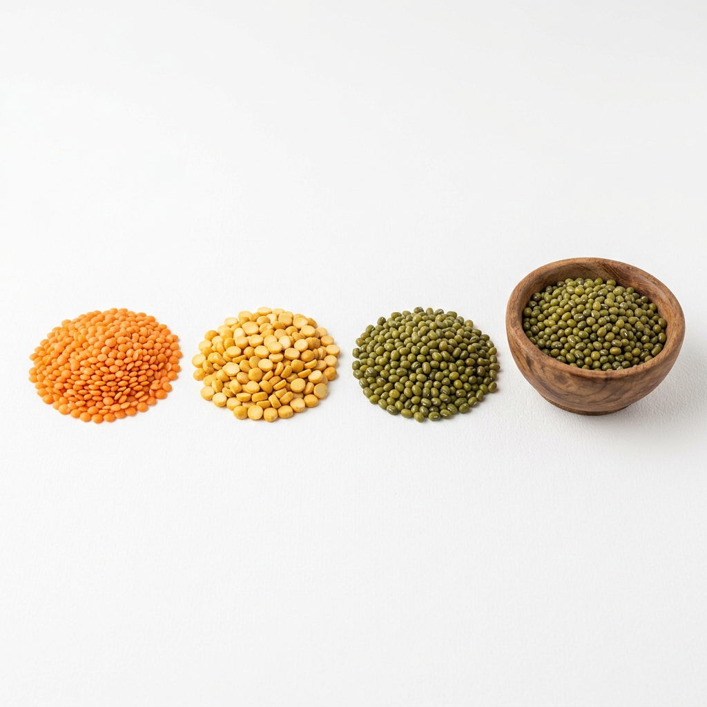 Heaps of masoor, chana and moong daal