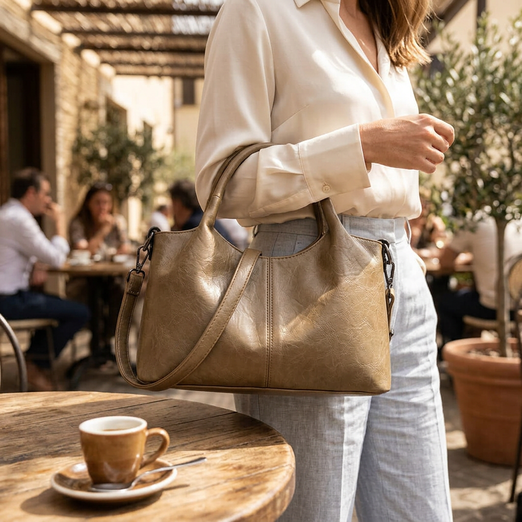 The Viola Shoulder Bag carried on an everyday outing