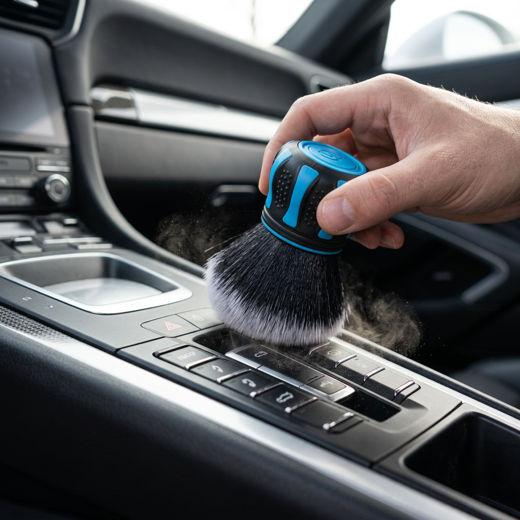 Hydro Orb Brush dusting centre console switches