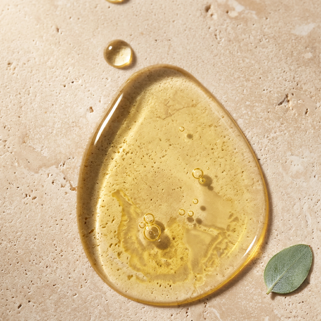 Organic Sweet Almond Silky Skin Oil – 48 Hour Hydration in a seaside spa setting on warm natural stone