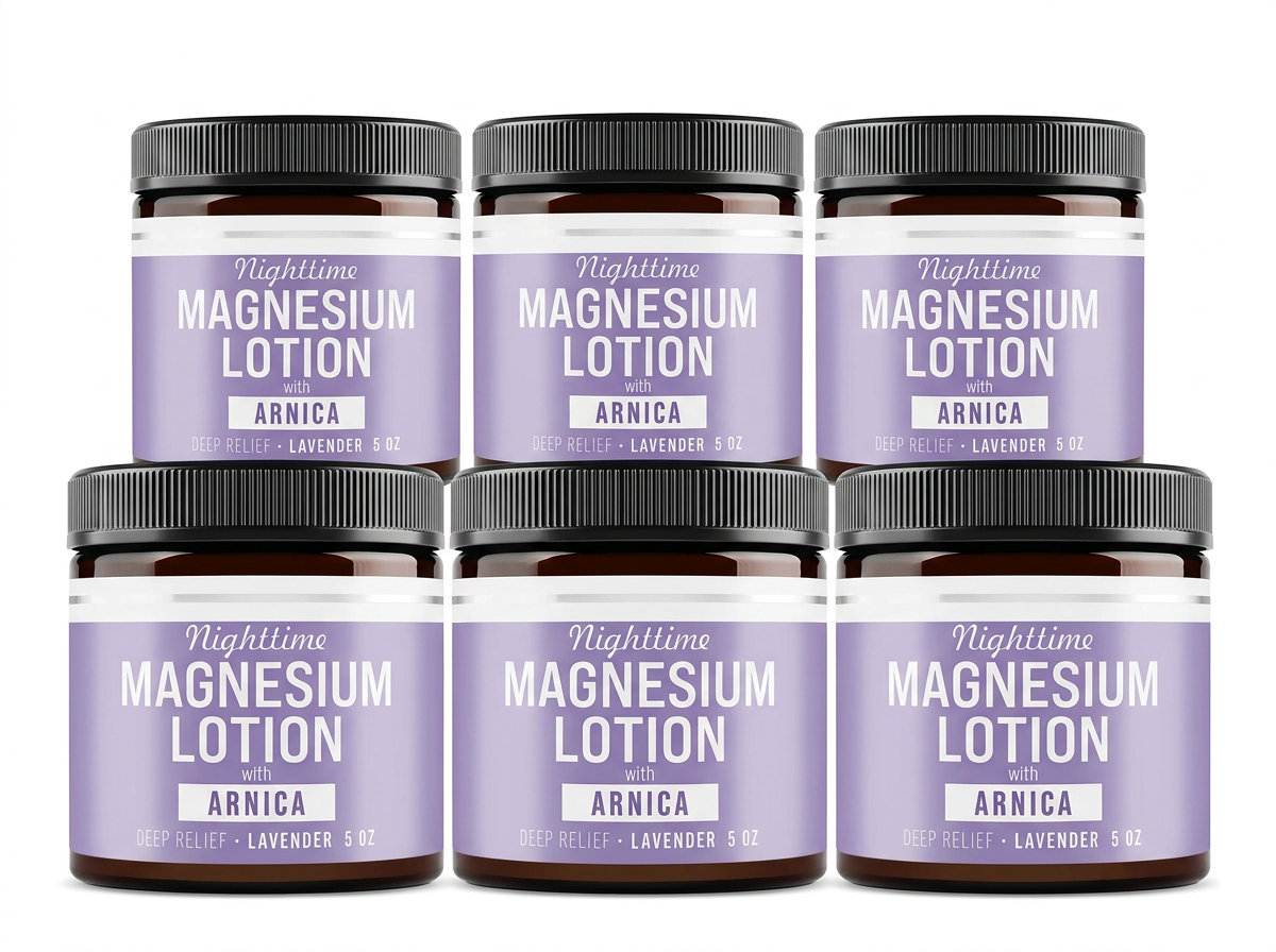 Six jars of Levare Nighttime Magnesium Lotion
